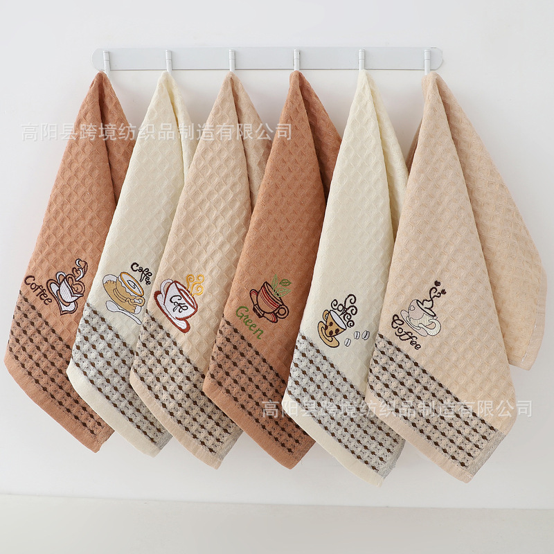Amazon Duoduo Xiyin ワッフル ラベンダー刺繍 ポリエステル コットン キッチン ディッシュタオル ディナー用バーコードを貼り付ける|undefined