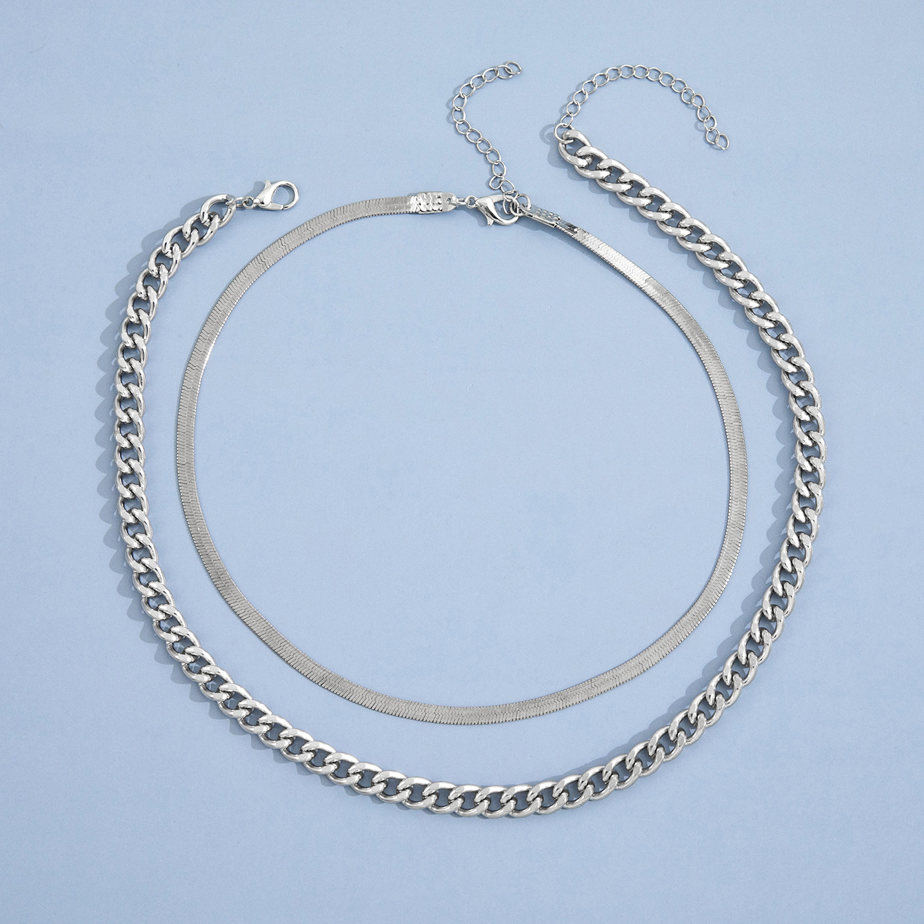 fashion new simple hip-hop punk double layered design trend necklace