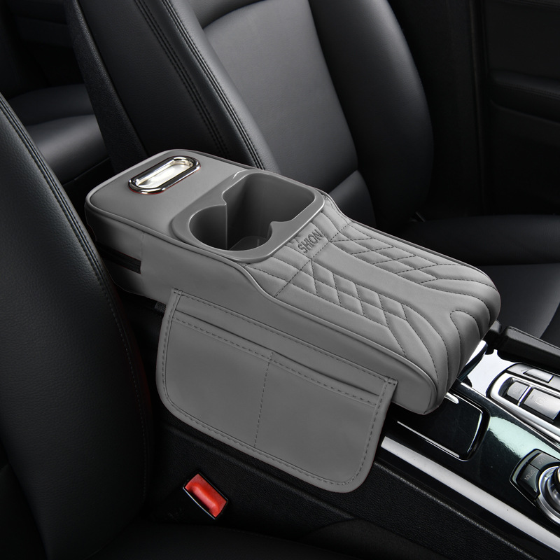 Suitable for 16cm Models, Narrow Version Armrest Box Heightening Pad, Leather Elbow Rest Pad, Tissue Box, Dual Cup Holder, Storage Box