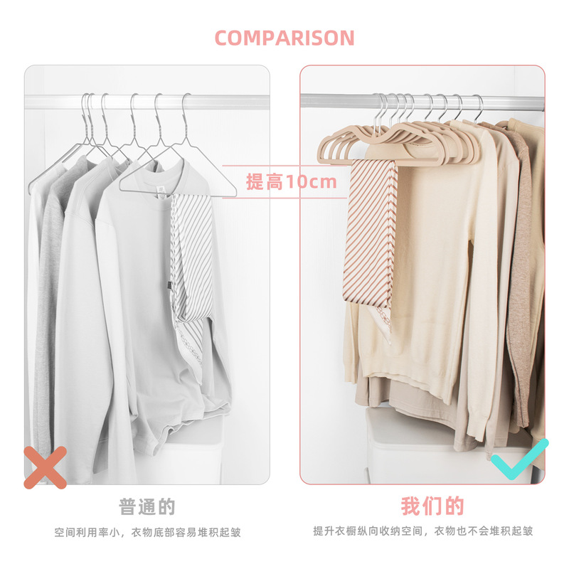 肤感膜液态硅胶矮脖子衣架PET橡胶漆省空间衣架|undefined