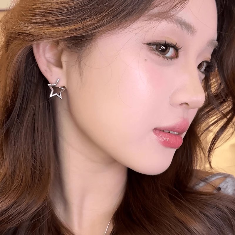闪钻立体折角星星耳钉女2025新款爆款高级感小众设计耳环精致耳扣|undefined