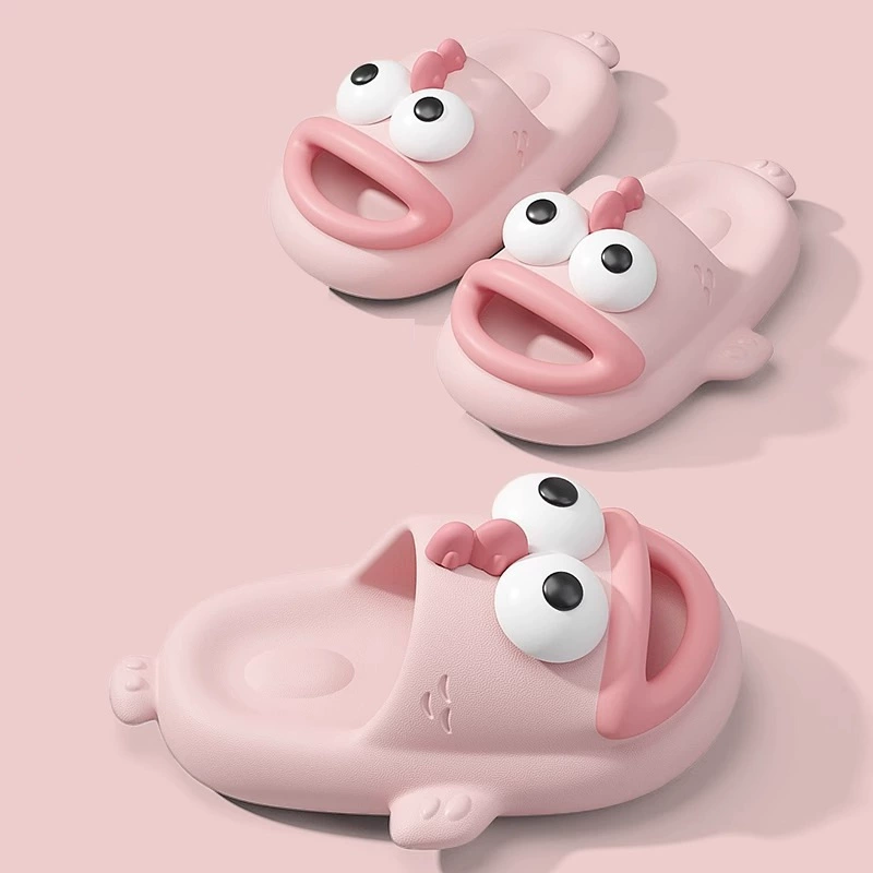 Сандалии с изображением рыбы-клоуна, милые домашние нескользящие тапочки на толстой подошве для родителей и детей, летняя домашняя обувь