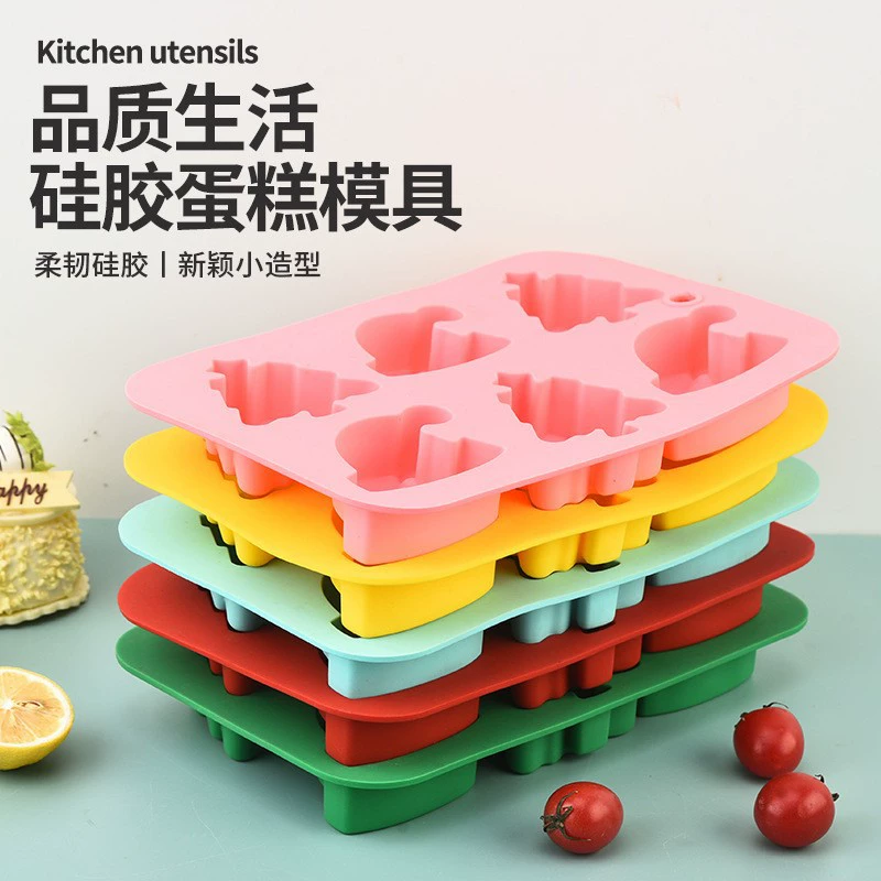 Силиконовая форма для торта, 6 секций, форма для торта DIY, кухонные принадлежности для выпечки, форма для торта на шесть секций, форма для торта в виде рождественской елки, оптовая