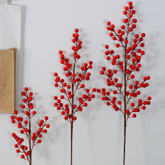 紅果発財果シミュレーション花アカシア赤豆花芸生け花クリスマス新年造花冬青果福筒装飾