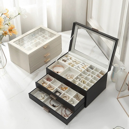 Luxury Accessory Jewelry Box Earrings Stud Earrings Accessories Jewelry Necklace Multi-layer Jewelry Storage Box Large Capacity Amazon Cross-border