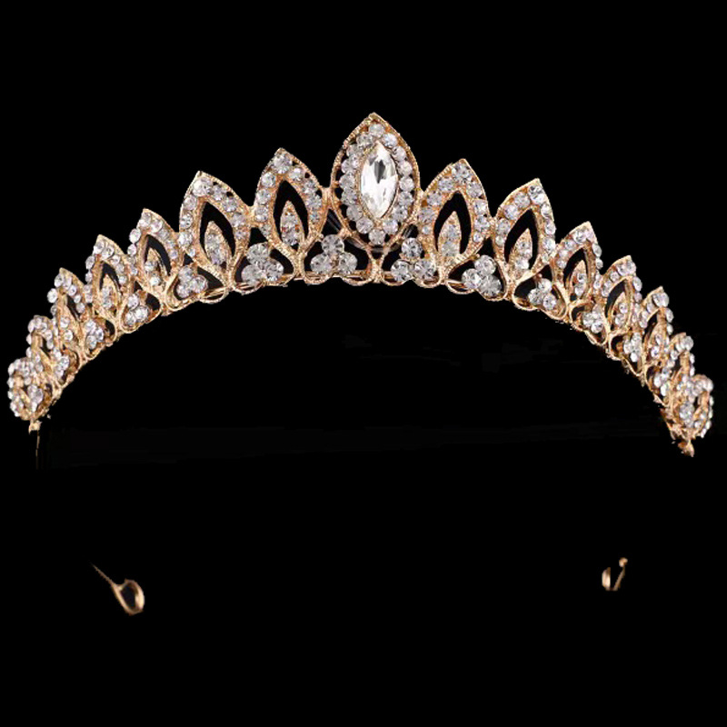 Moda tocado boda corona europea y americana nupcial boda corona hoja versátil aleación rhinestone temperamento accesorios al por mayor