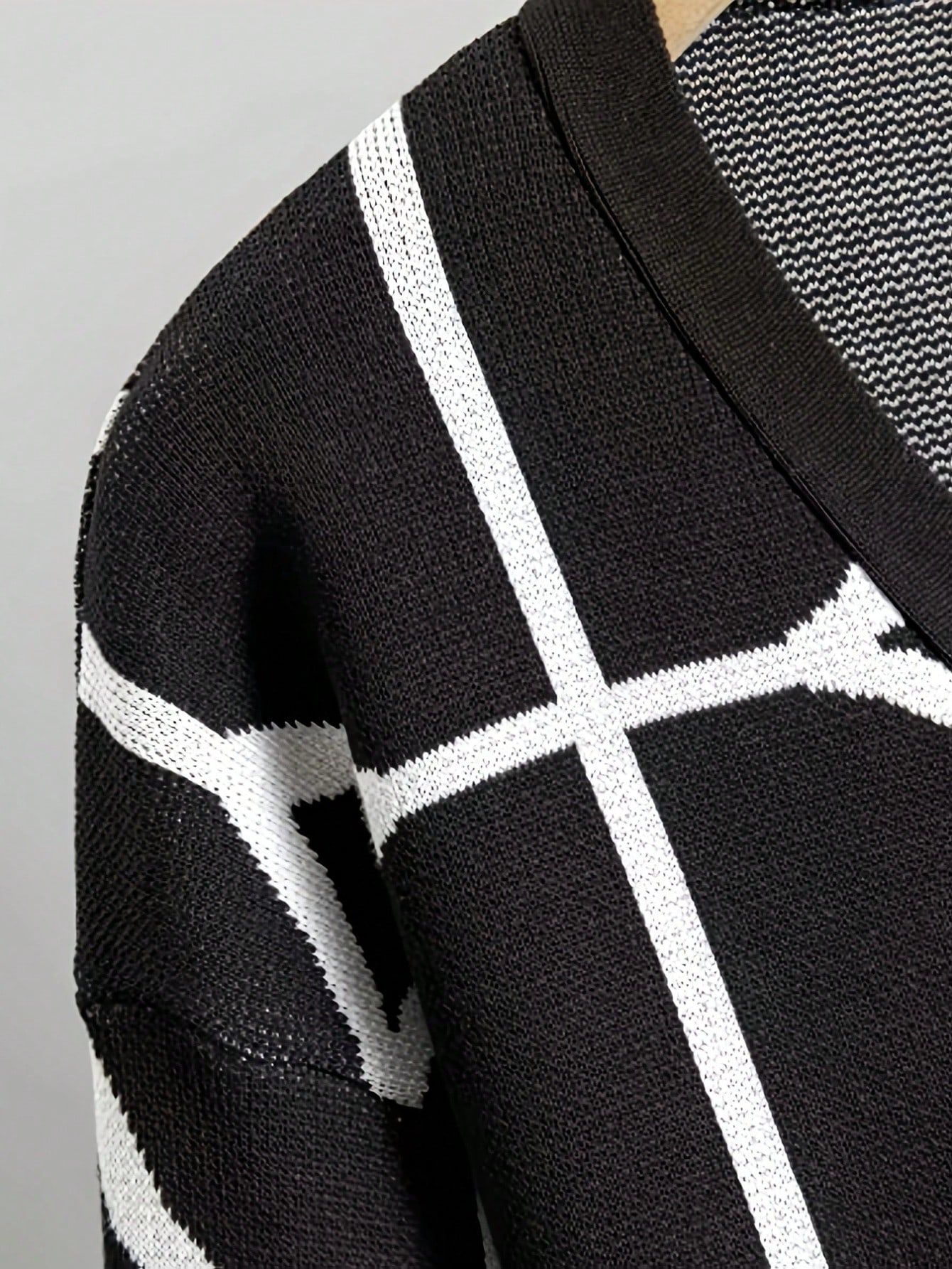 Jacquard Strickjacke Mit V-ausschnitt Und Shorts Set Für Damen_voghion.com