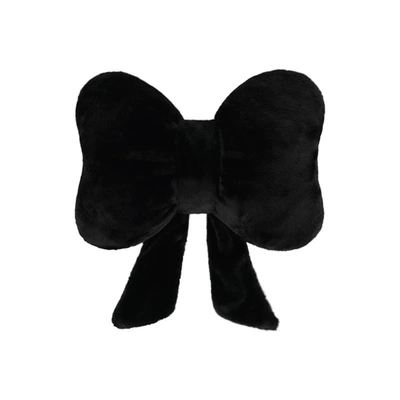 Seat cushion, seat cover — Plush Warm Car Seat Cushion - rabbit-fur-bow-ribbon-waistrest-black