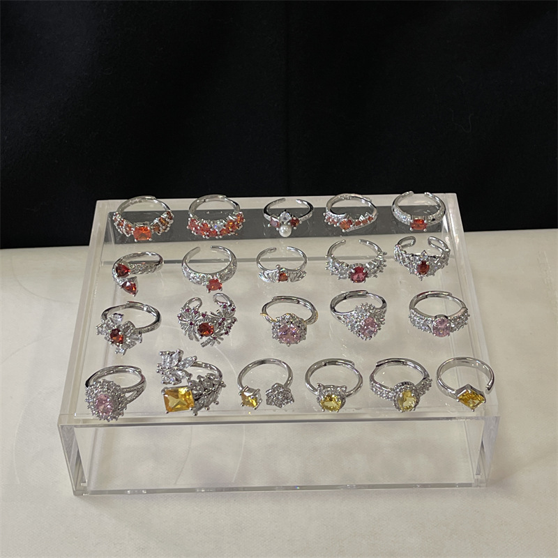 7g Weight Zircon Inlay Material Rings Classification Adjustable Ring Size 1 Piece Quantity Daily Occasion Copper Material Geometric Pattern All Seasons Season Women's Gender Inlay Design IG Style, Shiny Style Wholesale Jewelry IG Style Shiny Geometric Copper Zircon Inlay Rings 1