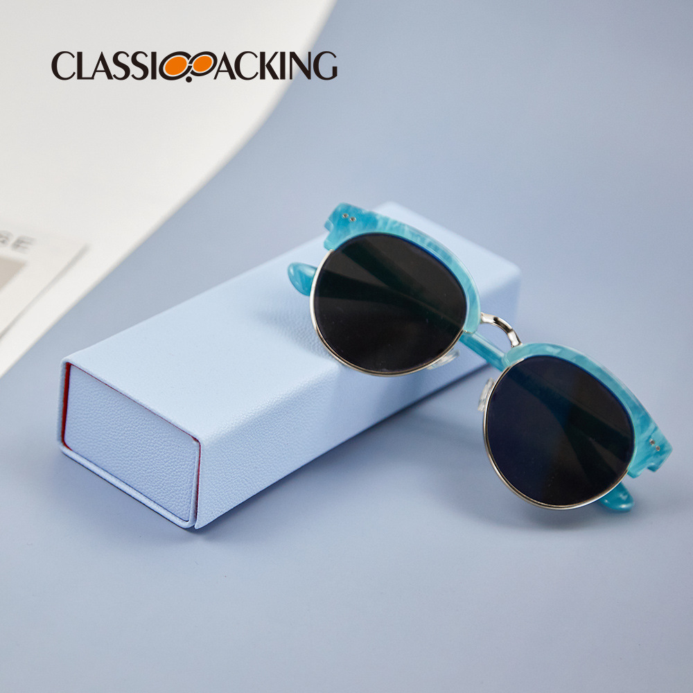 Small Fresh Handmade Myopia Glasses Box Square Folding Mirror Box Student Portable Leather Glasses Box