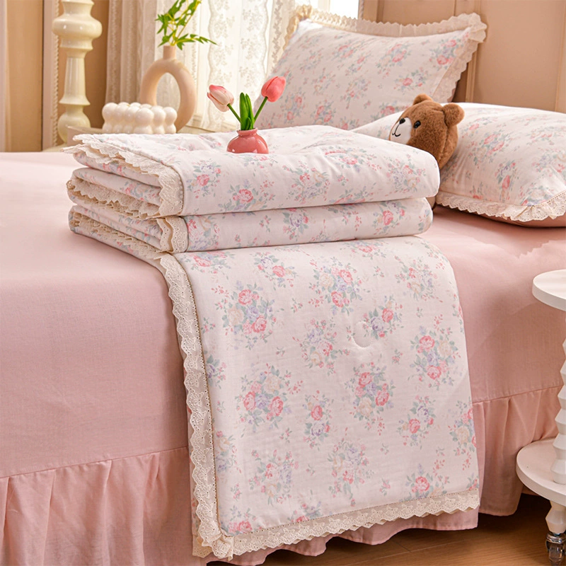 Cotton double-layer fresh bedspread, summer duvet, set, 4 piece set