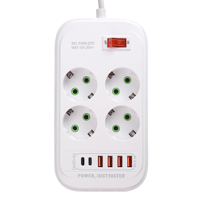 Caja de regalo 4USB 2TYPE-C carga de estilo europeo enchufe de línea de socket estándar europeo