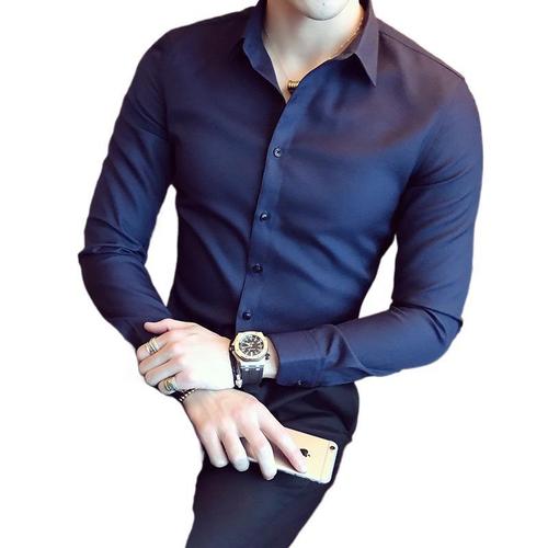 Long-sleeved white shirt for men, long-sleeved business casual wrinkle-resistant dress shirt, slim fit, four-season suit, professional workwear, formal base clothing