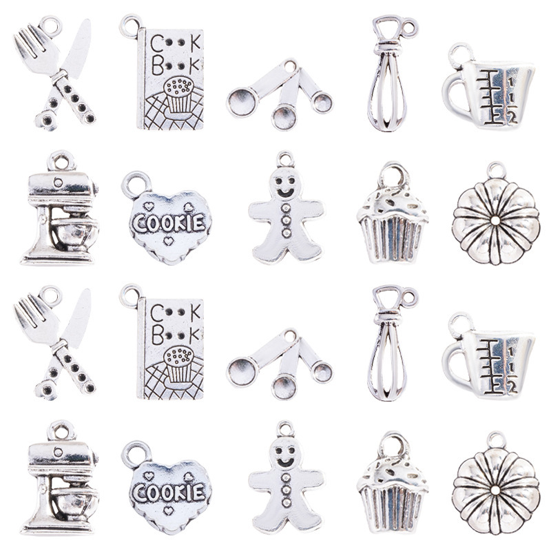 Amazon's Best-Selling 10 Antique Silver Baking Series Pendants DIY Alloy Jewelry Cake Egg Beater Pendants