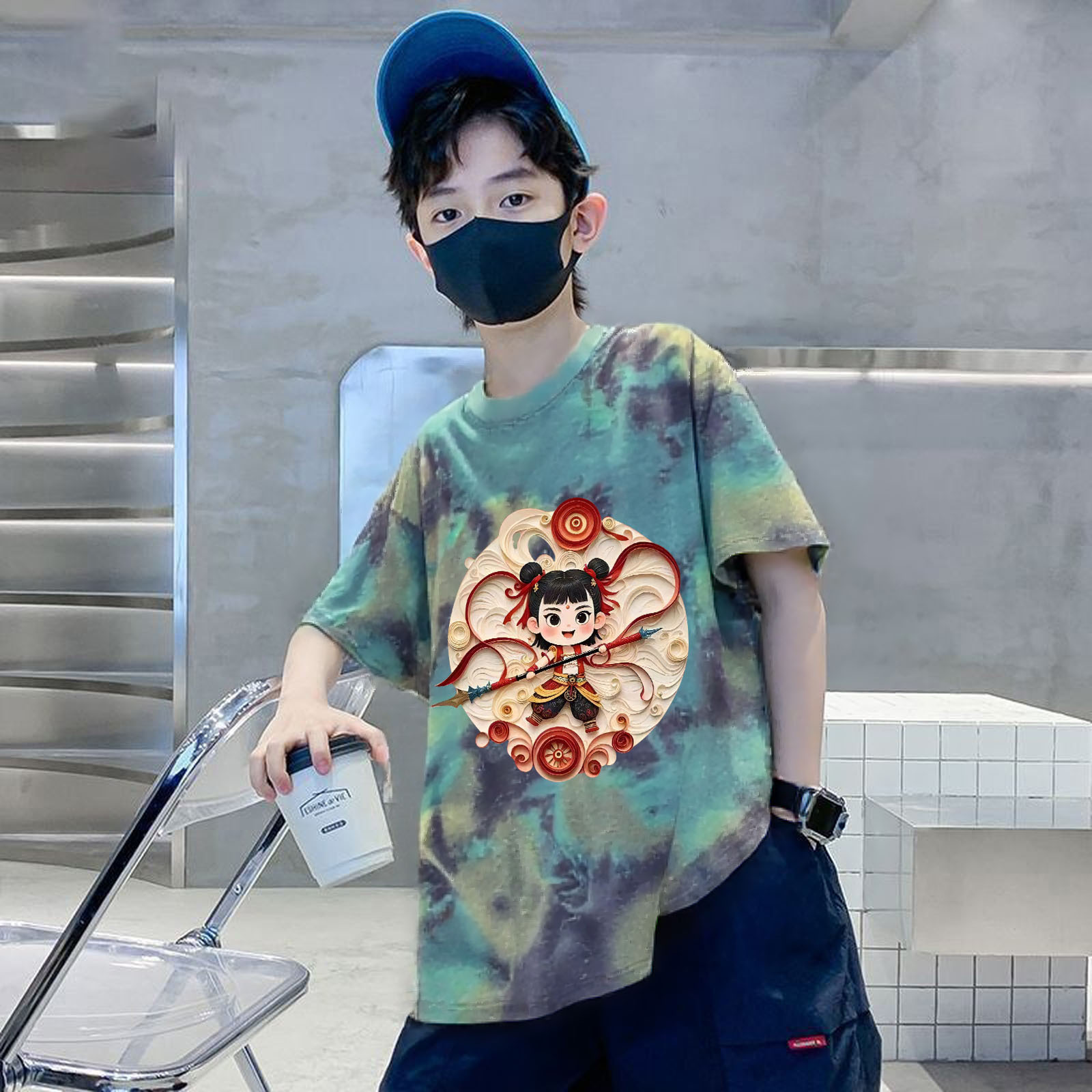 BB19#넥타이 염료 회색