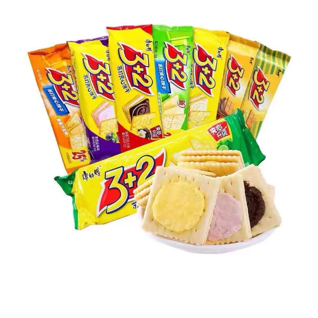 Master Kang 3 + 2 Сода Сэндвич Печенье 125 г * 24 упаковки Целые коробки оптом Офисные Закуски Детское печенье