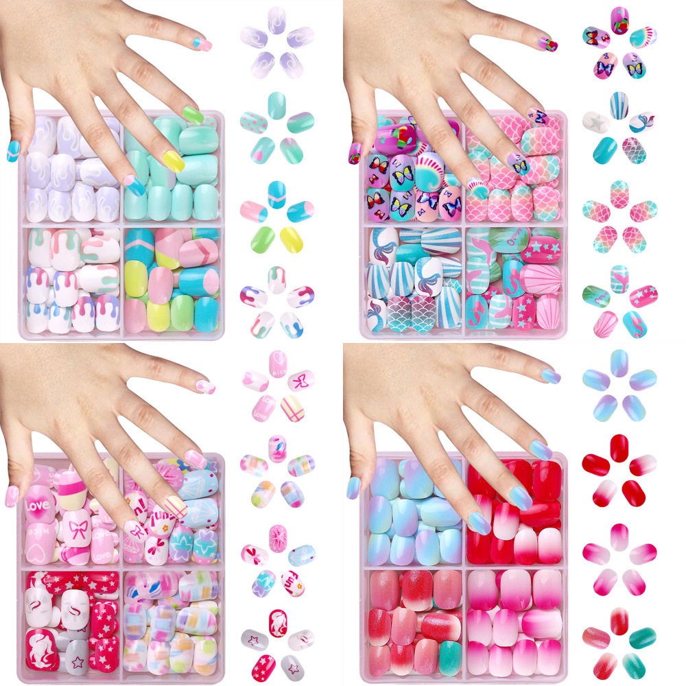 96 piezas de dibujos animados para niños con uñas exquisitas pegatinas de uñas dulces y lindas chicas pegatinas de uñas portátiles desmontables