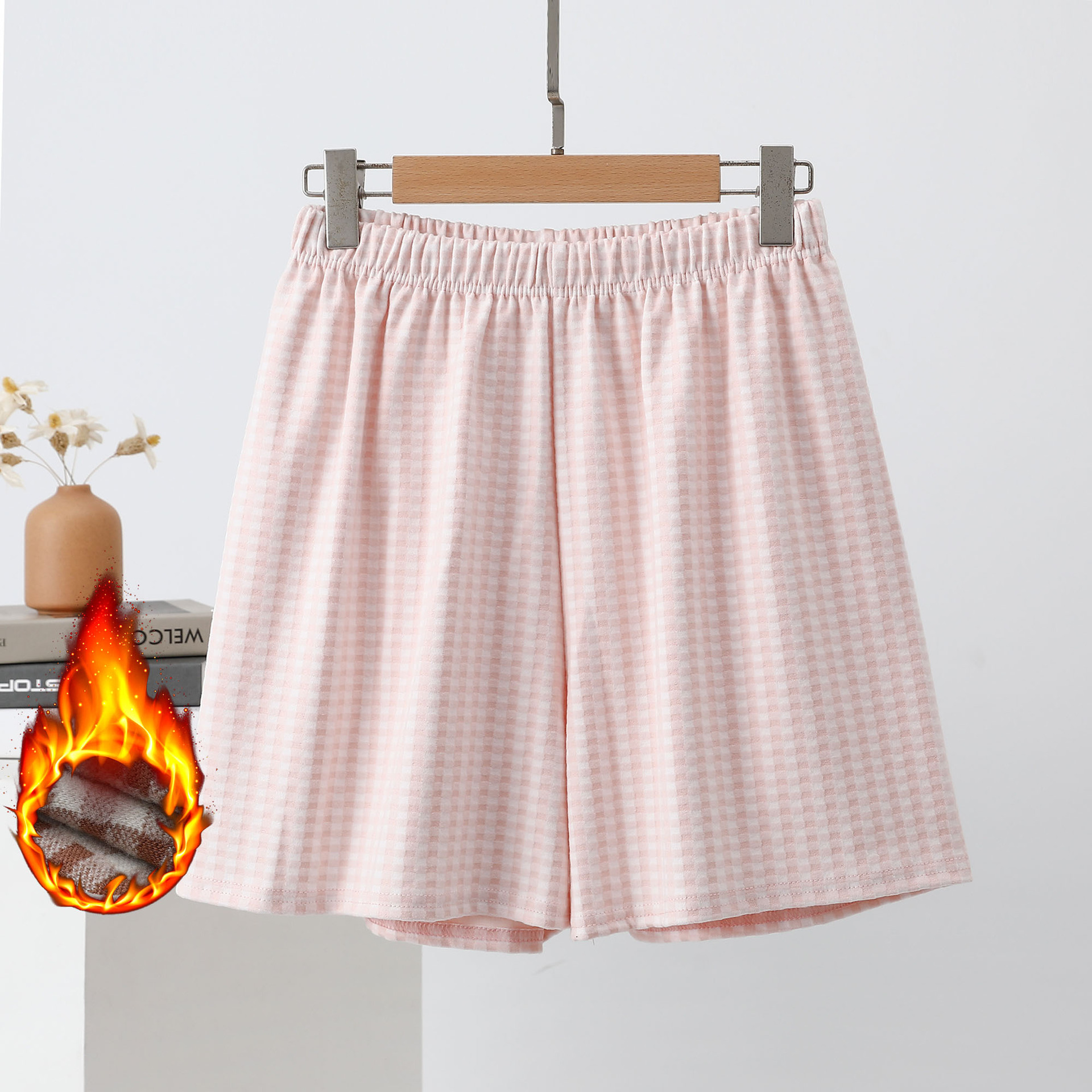 新しい格子の半ズボンの女性の夏の薄い金のキャンディーの色の韓国版の綿の布の運動の高い腰のゆったりしているカジュアルなストレートの睡眠のズボン