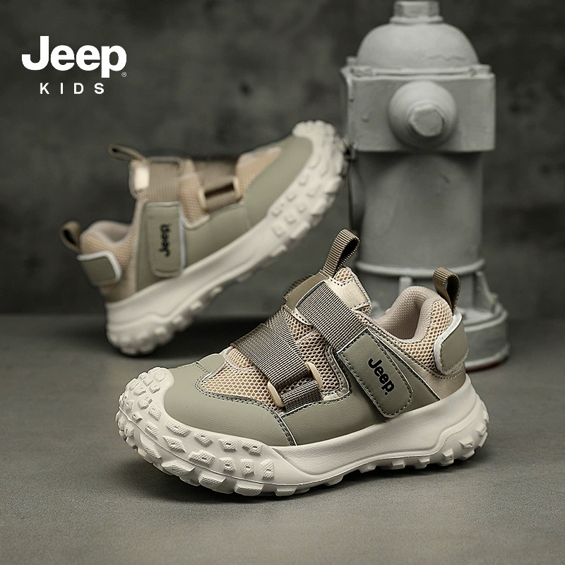 Jeep, сетчатые нескользящие спортивные кроссовки для мальчиков на липучке, мягкая подошва