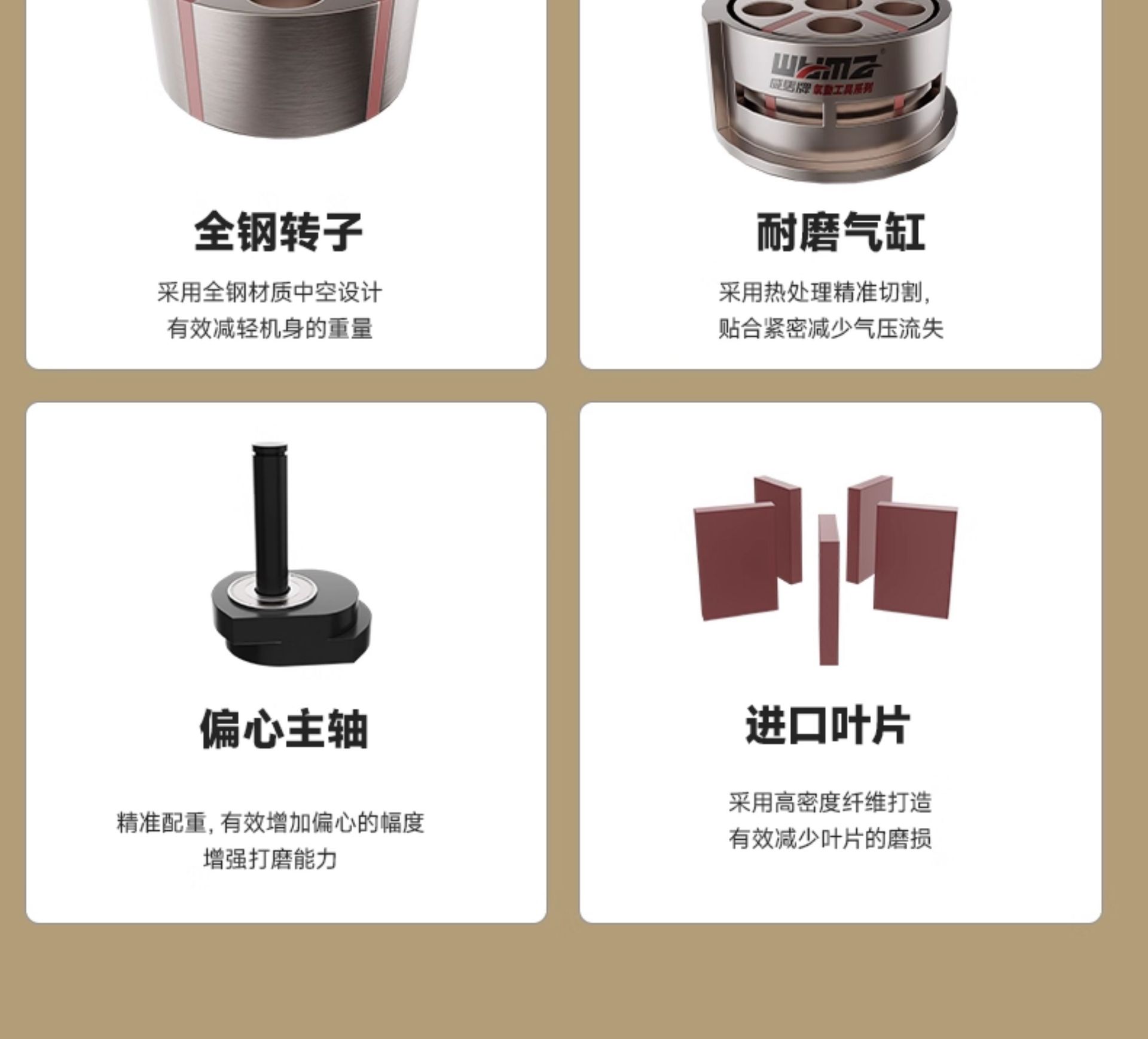 Weimar Pneumatic Grinder Air Sanding Paper Machine Industrial Grade High Speed Polishing Machine Car Beauty Waxing Dry Grinding Wholesale