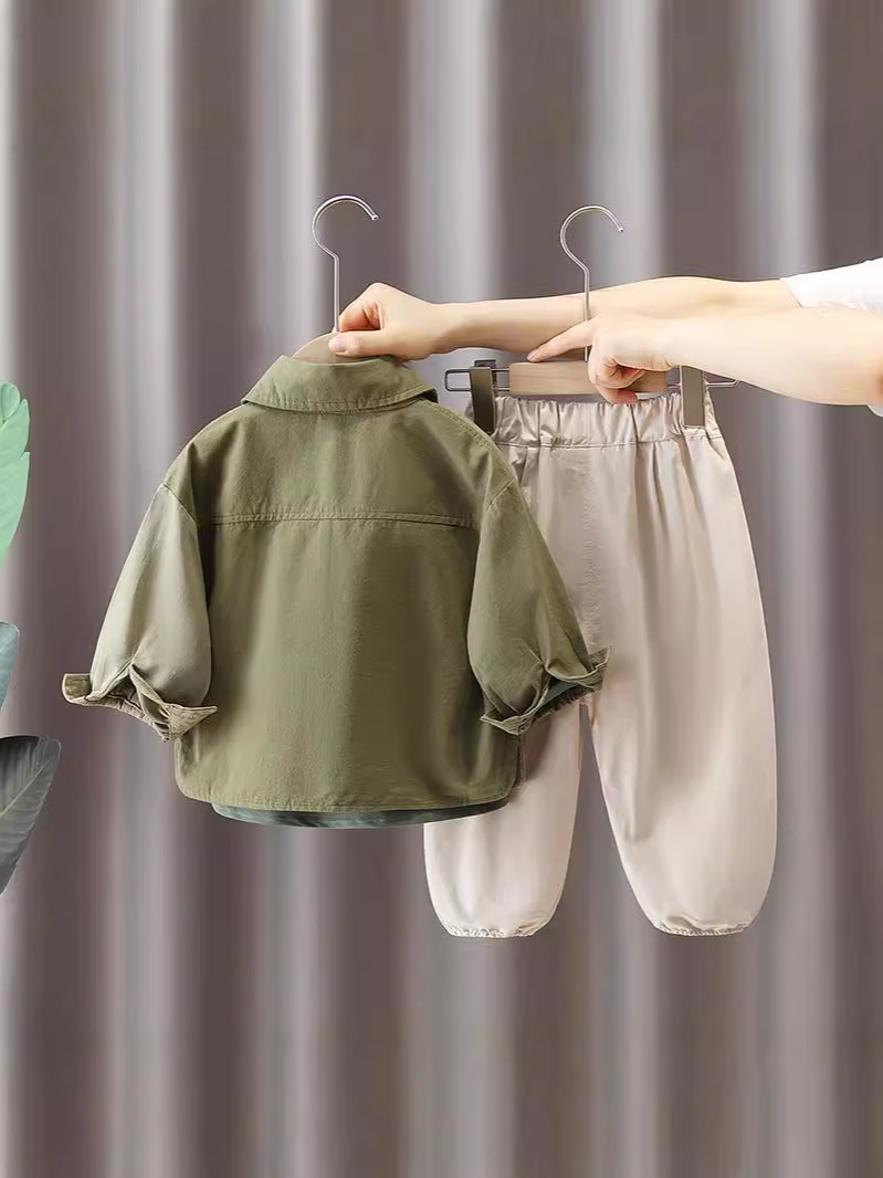 5723 Traje de primavera y otoño para niños 2025 Moda para niños Nuevo estilo Ropa para niños Camisa de primavera para bebés Traje de tres piezas