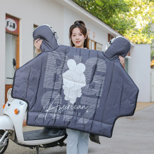 加厚款冬季电动车挡风被纯色机械兔图案电瓶车摩托车挡风被防风罩