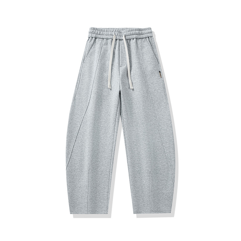 Pantalones pesados para hombres primavera 2025 otoño nuevo estilo relajado recto americano casual pantalones deportivos de algodón gris negro