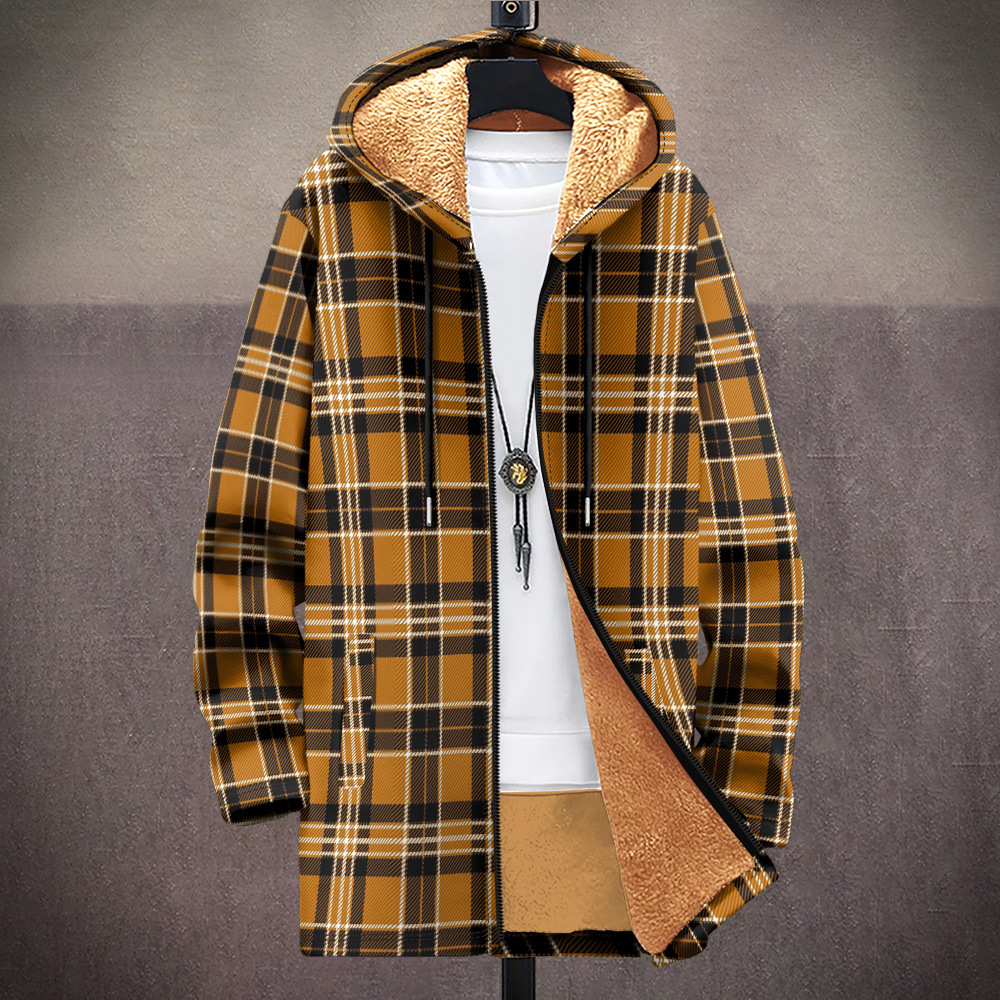 Men's British cotton jacket with plush and comfortable street striped plaid casual pocket 3D printing_voghion.com