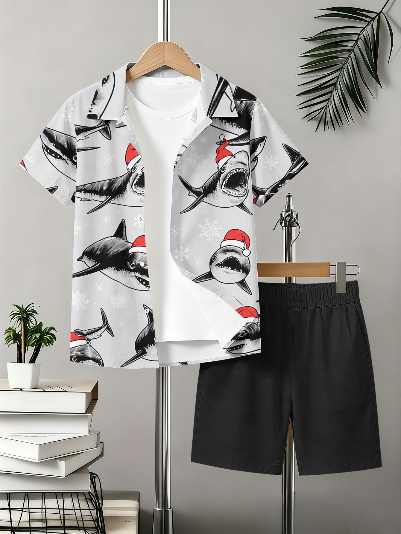 Jungen Set Mit Blumenmuster Hemd Und Shorts Für Den Sommer_voghion.com