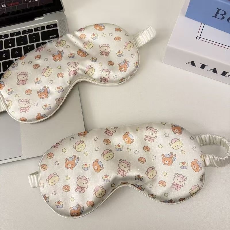 Cake Rilakkuma Cartoon Eye Mask Student Dormitory Office Lunch Break Light Blocking Sleep Eye Mask Ice Silk Skin-Friendly