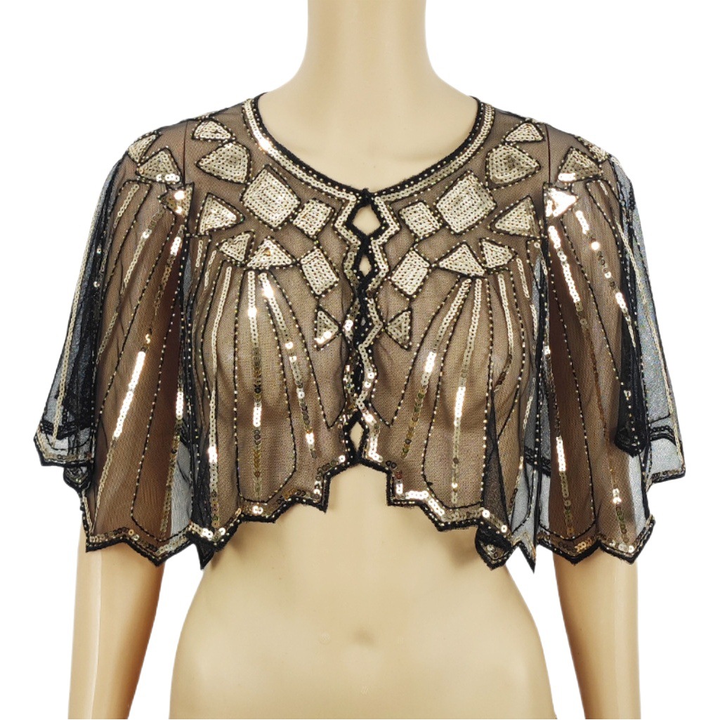Dropshipping Skirt European and American Foreign Trade Shawl Amazon Sequins Matchinging Dress Mesh Cardigan Short Waistcoat