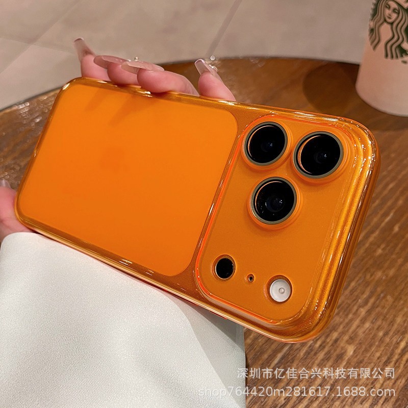 Ventana de segundo más grande para iPhone17Promax caso de teléfono móvil ultra delgado simple arena suave manzana 16 cubierta 15