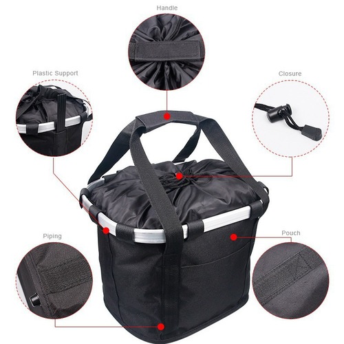 Bike basket, folding bike basket, aluminum alloy front bag, folding bike bag, mountain bike accessories