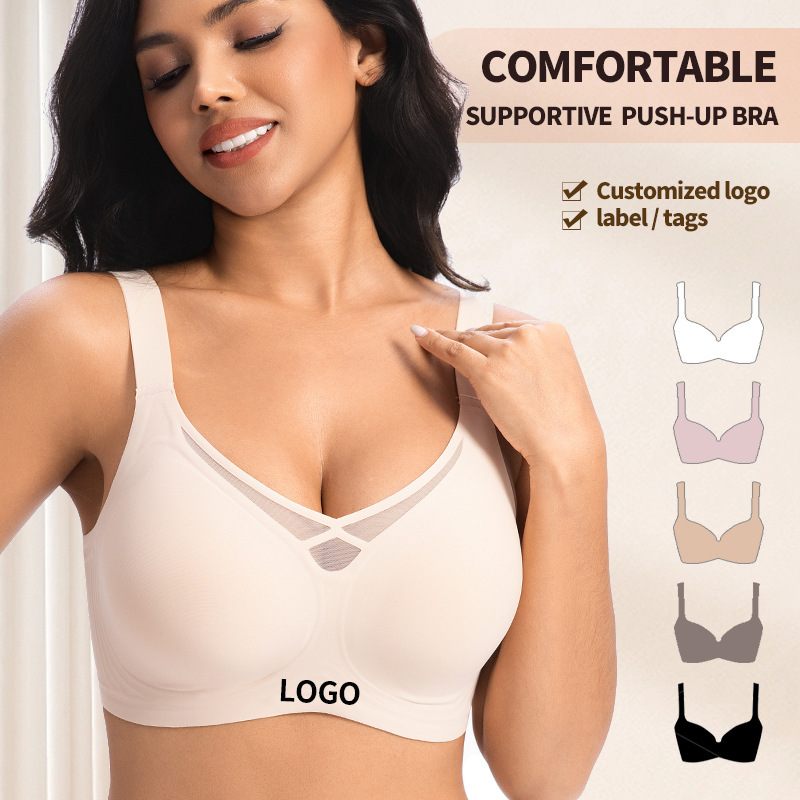 Large Size Seamless Thin Bra with Control and Lift, Supportive Style, Wireless, Breathable Mesh, Suitable for Summer