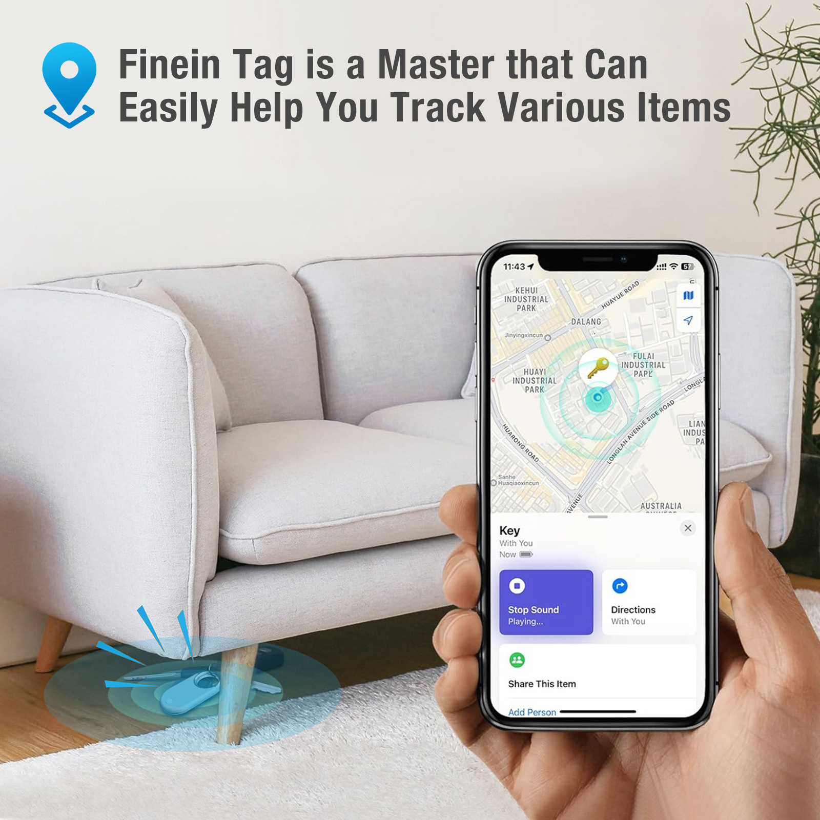 Cross-border MFI anti-loss device keychain FindMy item tracker luggage locator global positioning