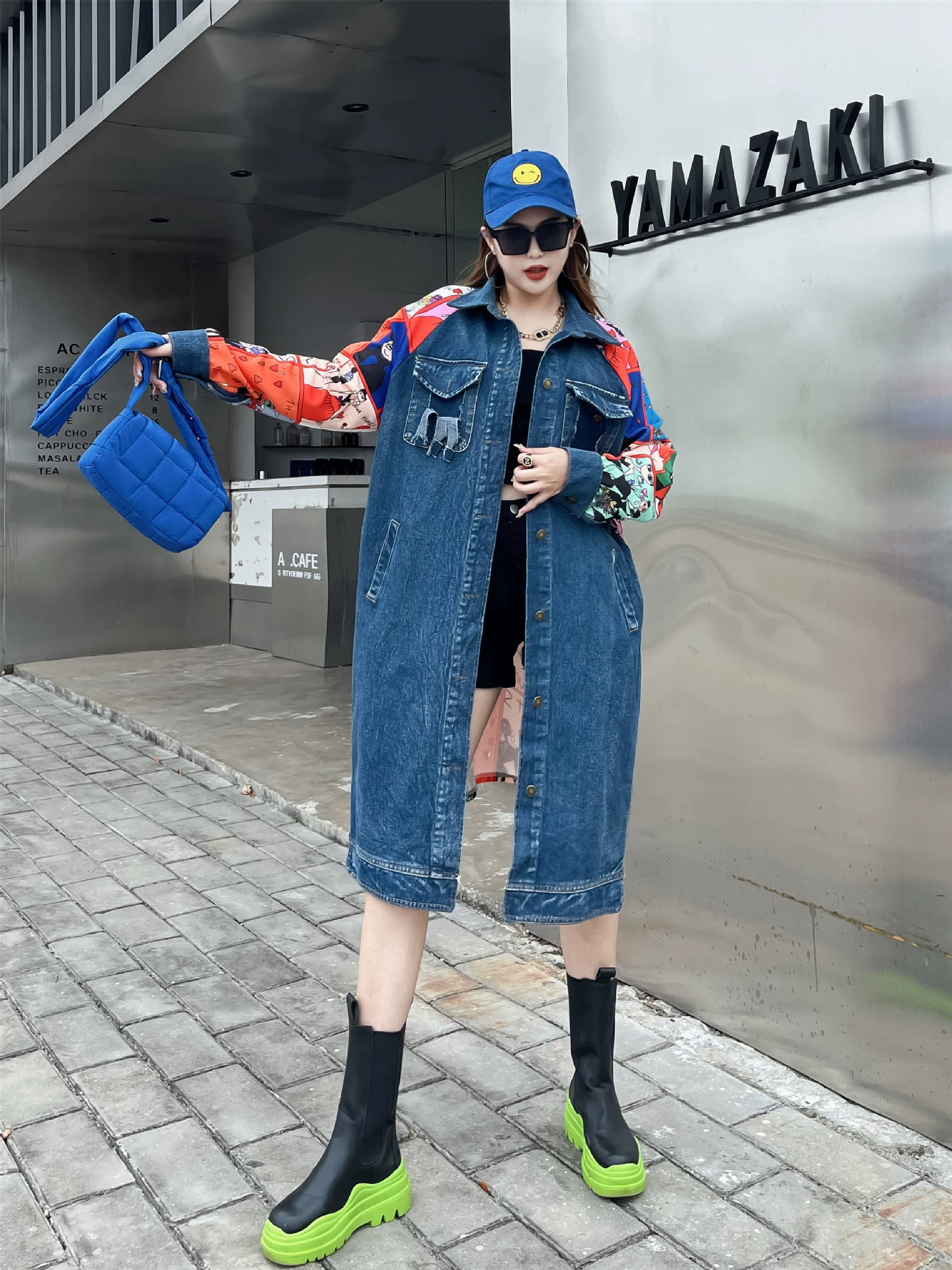 Бренд Thailand Tide 2020, новое весенне-осеннее джинсовое пальто с дырками в стиле граффити, женский свободный длинный индивидуальный Тренч