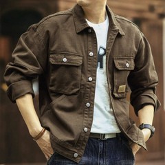 高級感のある工装コートの男性春秋モデルのファッションブランドがゆったりしています。