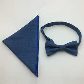 男士西装牛仔领结口袋巾2件套装夜店服饰配件领巾小方巾蝴蝶结