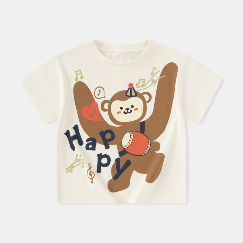 Camiseta de manga corta para niños betop 2025 verano ropa para niños transfronterizos versión coreana de la ropa de mono de dibujos animados para niños