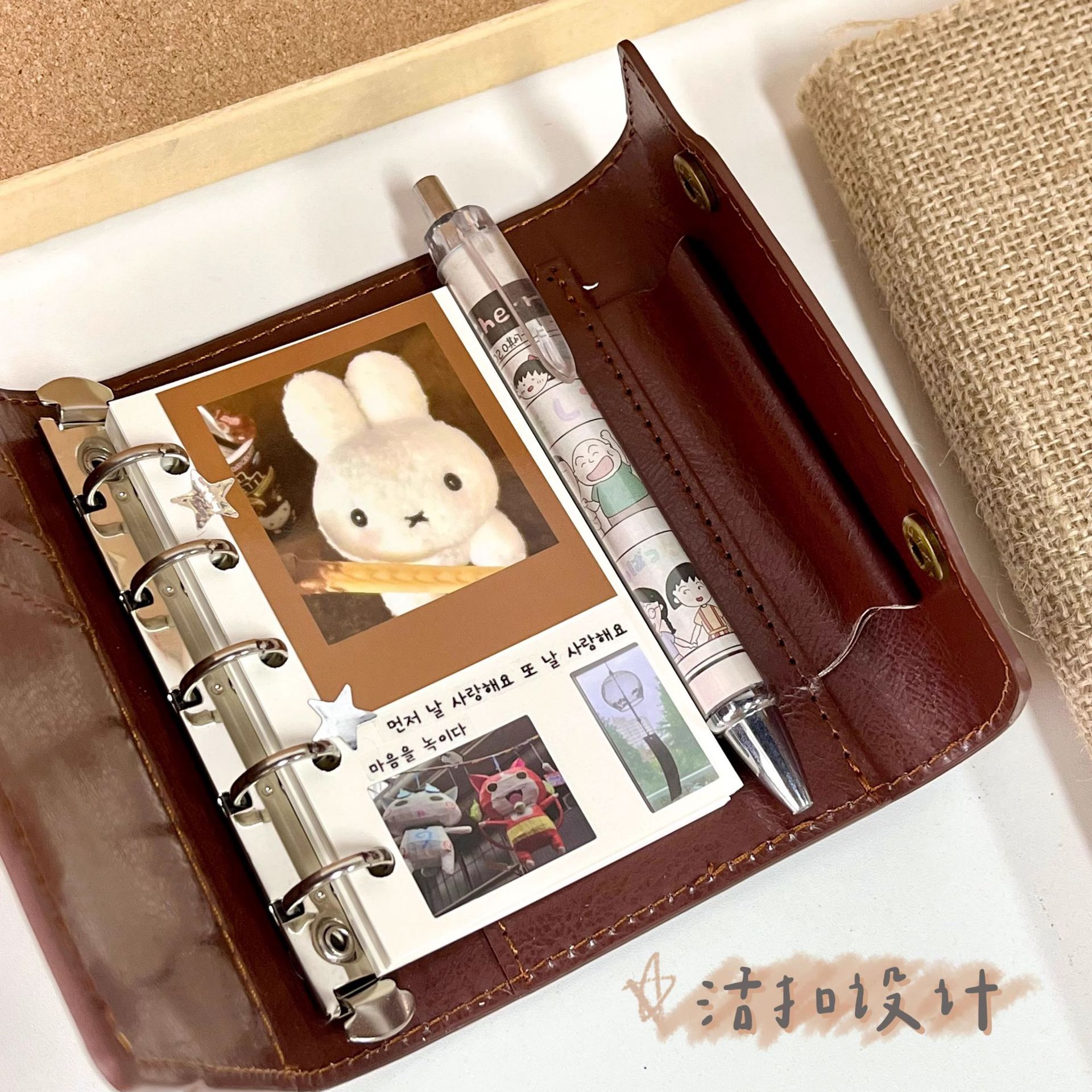 小紅書レトロブラウン70% off式m5ルーズリーフノートins学生用コーヒー色ブロガー携帯DIY手帳