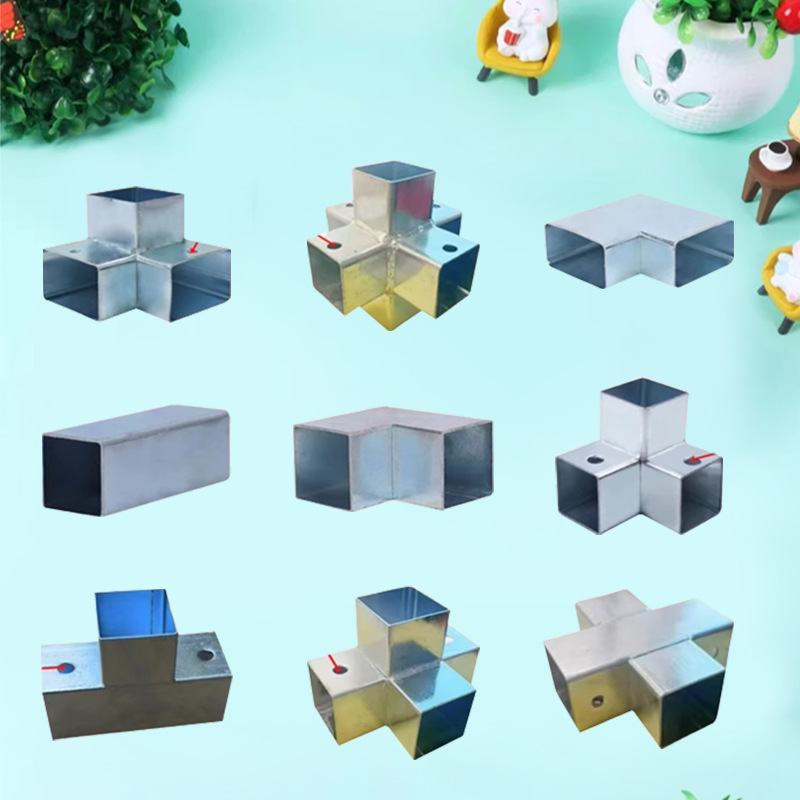 栏杆直通护栏方管连接件免焊接通用固定配件镀锌铁管活接两通三通