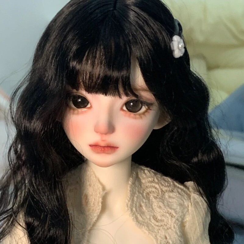 Bjd Wig Elegant Girl Hair 1/3 1/4 Full Bangs Moon White Black Natural Handmade Curly Fake Hair Fake Hair