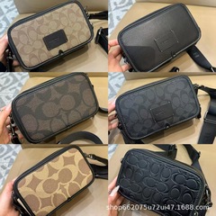 C's Ole 新しい老眼ワイアット 20 小さなスクエアバッグ Kojia プリントメンズ本革ショルダーバッグクロスボディウエストバッグ