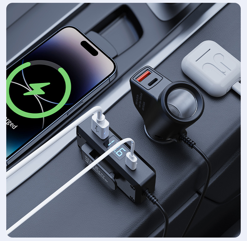 Car Charger Car Charger Multi-Function Suitable for Apple Android Mobile Phone Qc3.0 Car Cigarette Lighter Pd