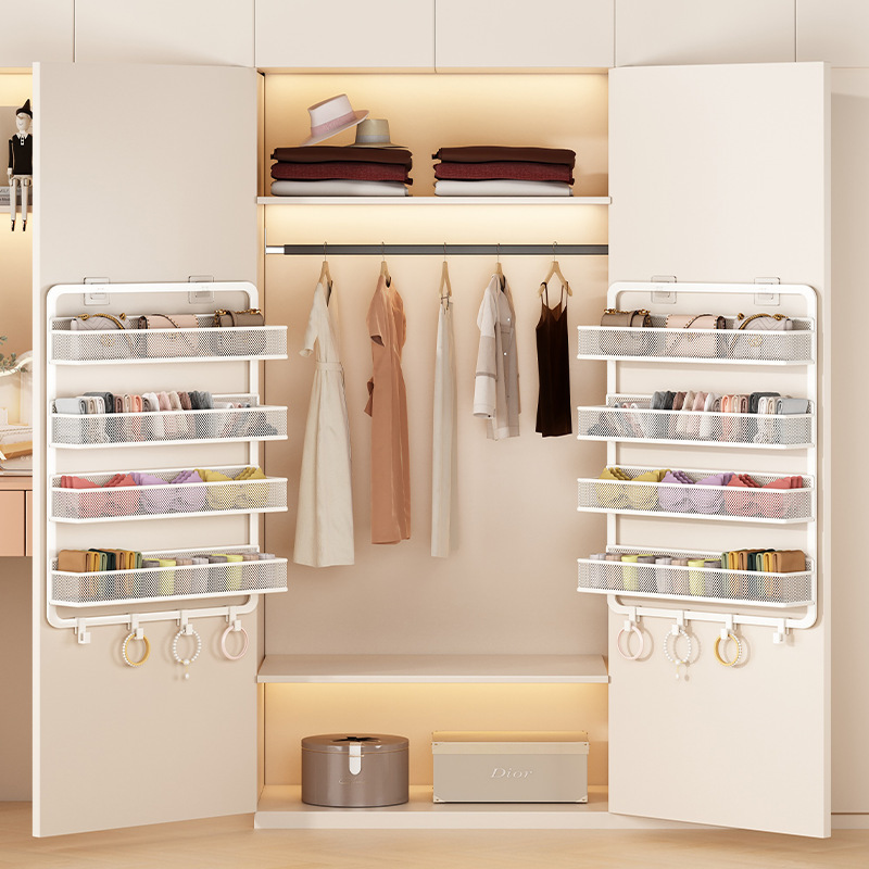 No-Drill Wardrobe Side Hanging Storage Rack, Ultra-Narrow Wall-Mounted Multi-Layer Storage Shelf for Organizing Underwear, Socks, and Accessories No-Drill Wardrobe Side Hanging Storage Rack, Ultra-Narrow Wall-Mounted Multi-Layer Storage Shelf for Organizing Underwear, Socks, and Accessories