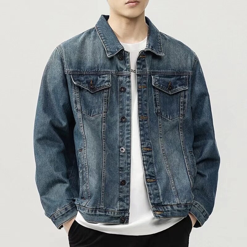 2025 Spring New Denim Jacket Men's Cotton Handsome Korean Casual Jacket Men's Spring and Autumn Vintage Top 2025 Spring New Denim Jacket Men's Cotton Handsome Korean Casual Jacket Men's Spring and Autumn Vintage Top
