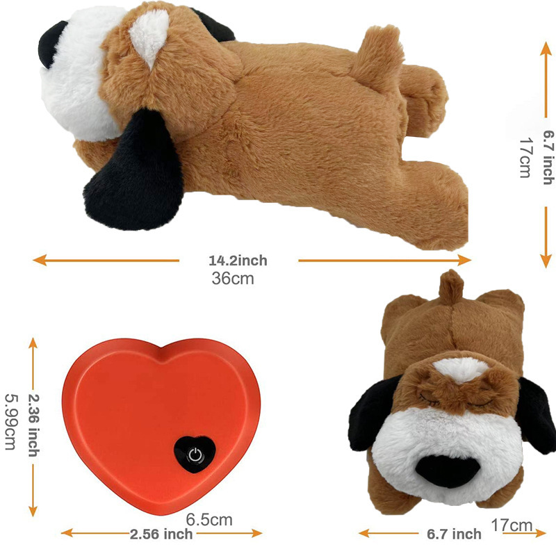 Heartbeat Puppy Training Toy Plush Pet Snuggle Soothe Anxiety Relief Sleep Aid Durable Chew Toy