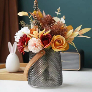 Modern Creative Satchel Glass Vase Hydroponic Flowers and Green Plants Flower Arrangement Utensils Home Dining Table Desktop Decoration Ornaments