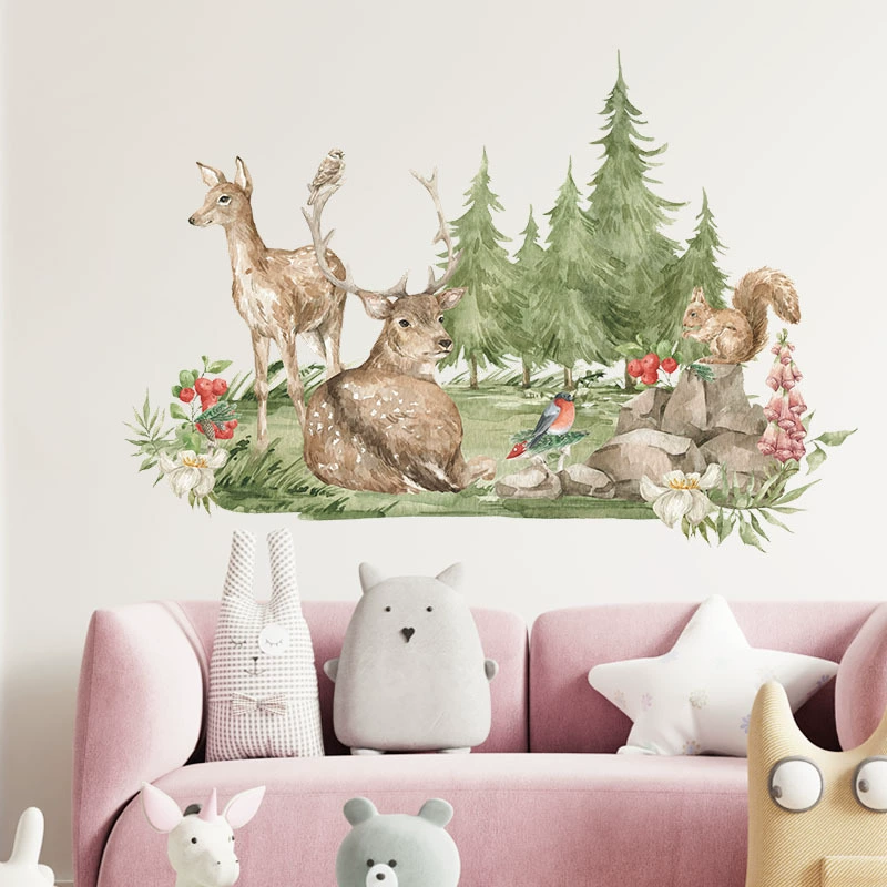 Cartoon fox rainbow children bedroom porch home wall background beautification wall stickers self adhesive decorations for room