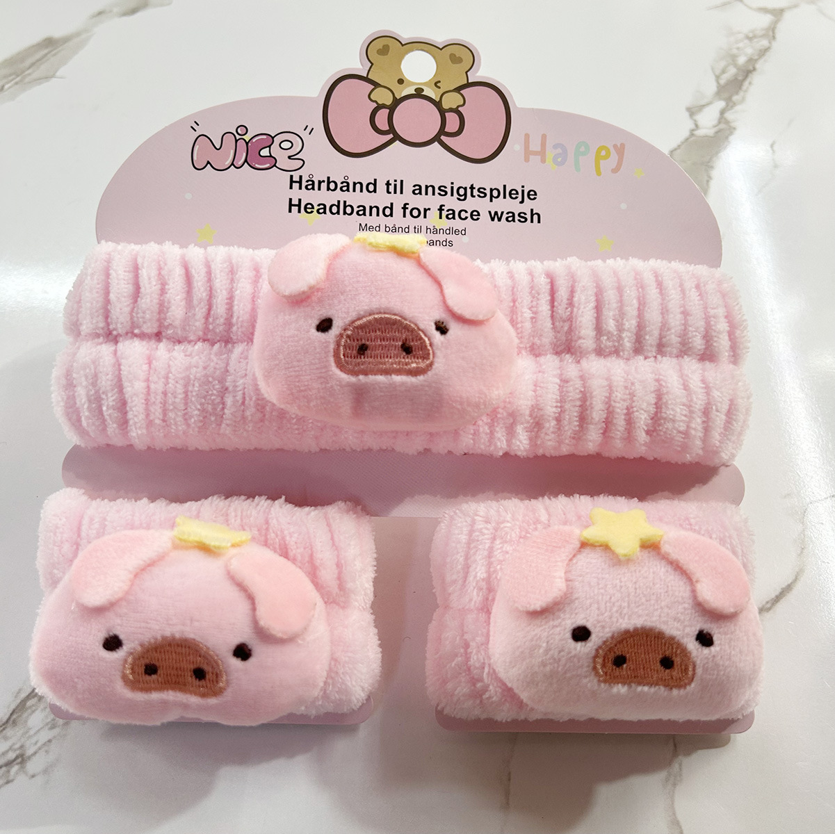 Banda de cabello de moda con tarjeta de papel dulce decoración de animales pequeños de peluche de lavado banda de cabello de dibujos animados correa de muñeca tridimensional